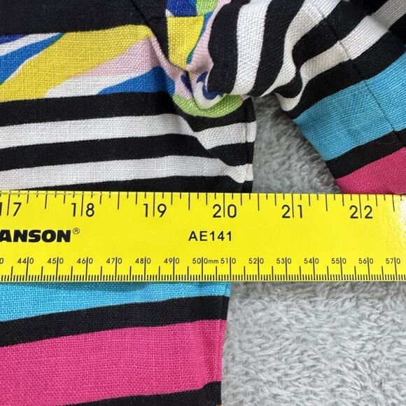 Richie Freeman For Teri Jon Blazer Women 12 Multicolor Linen Striped Rainbow Art - Picture 10 of 10